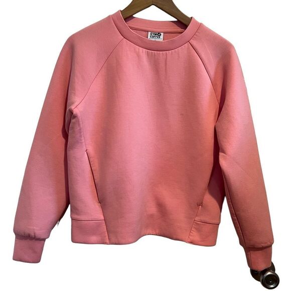 Gym + Coffee Athleisure Pink Sweatshirt with Pockets Barbiecore size S - Picture 1 of 8